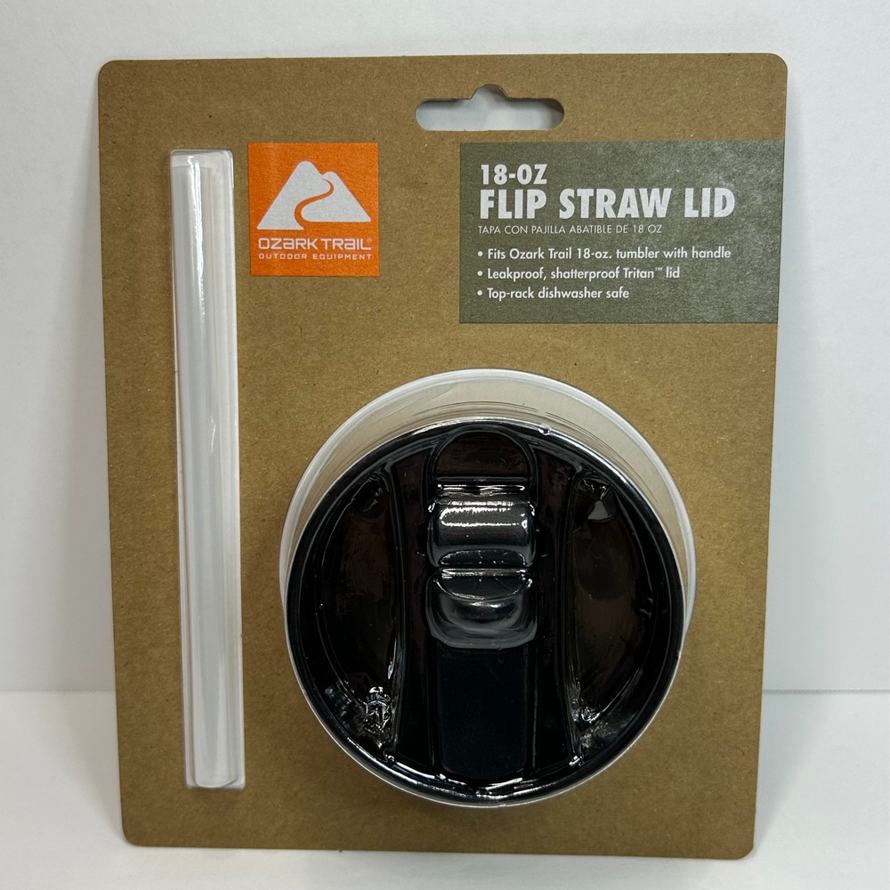 Ozark Trail 18-oz Flip Straw Lid for Tumbler with Handle Black Tritan BPA-Free